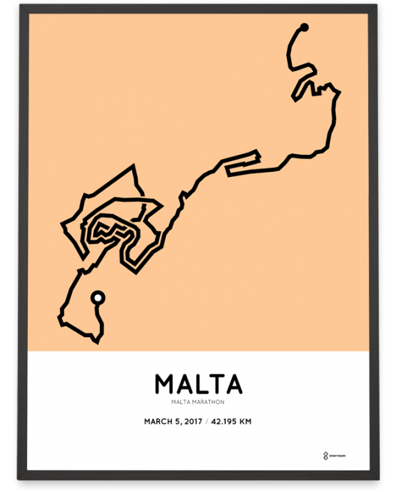 2017 Malta marathon route artprint