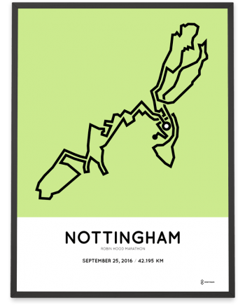 2016 Nottingham marathon course print