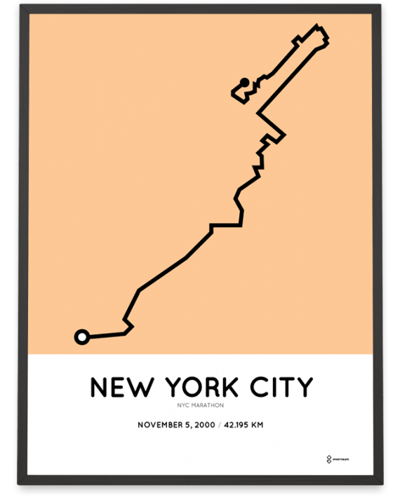 2000 NYC marathon course poster