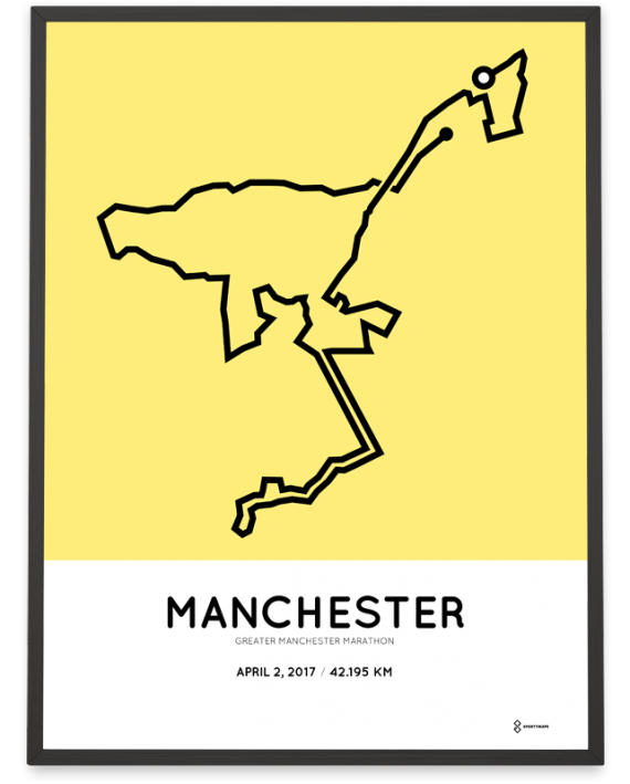 2017 Greater Manchester marathon course print