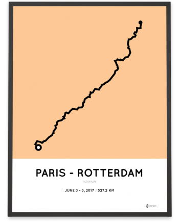 2017 Roparun parijs naar rotterdam route poster