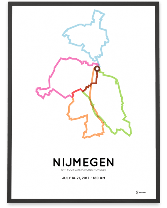 2017 Four Days Marches Nijmegen 160km course poster