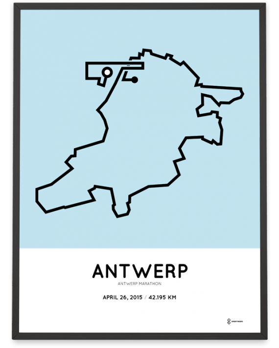 2015 Antwerp marathon route print