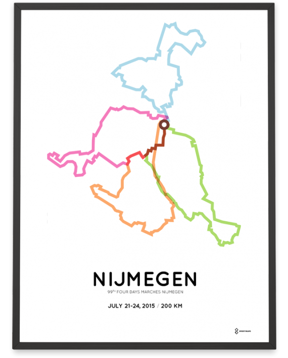 2015 Nijmeegse Vierdaagse 200km parcours print