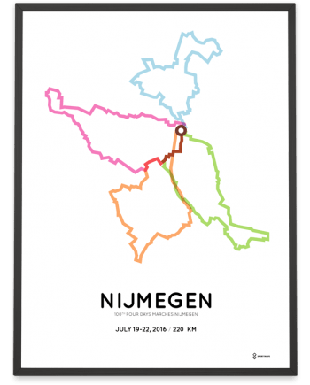 2016 Four Days marches Nijmegen Vierdaagse 220km parcours poster