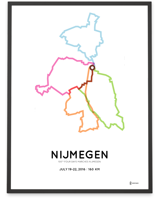Days Marches Nijmegen 160km print Sportymaps