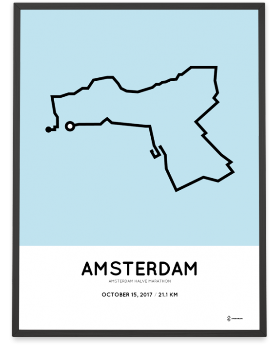 2017 Amsterdam halve marathon parcours poster
