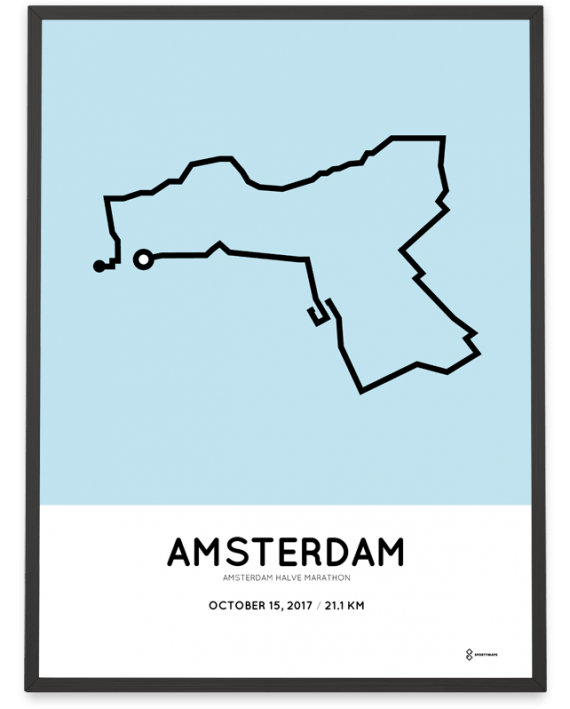 2017 Amsterdam halve marathon parcours poster