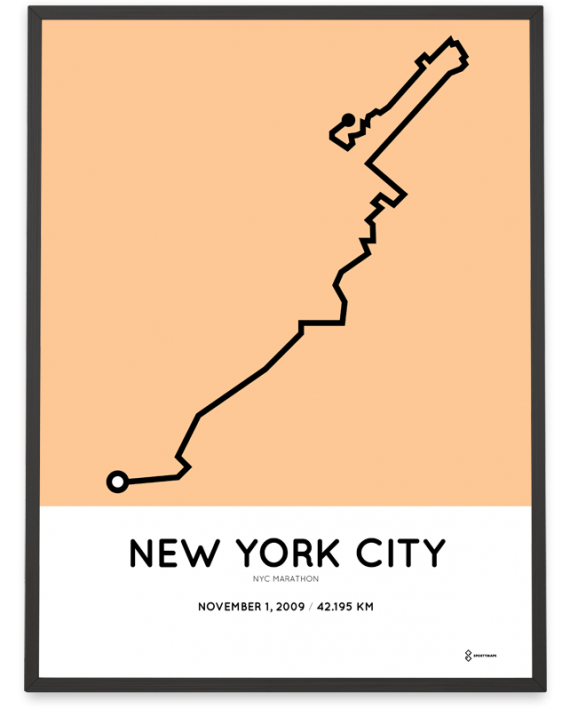 2009 NYC marathon course print