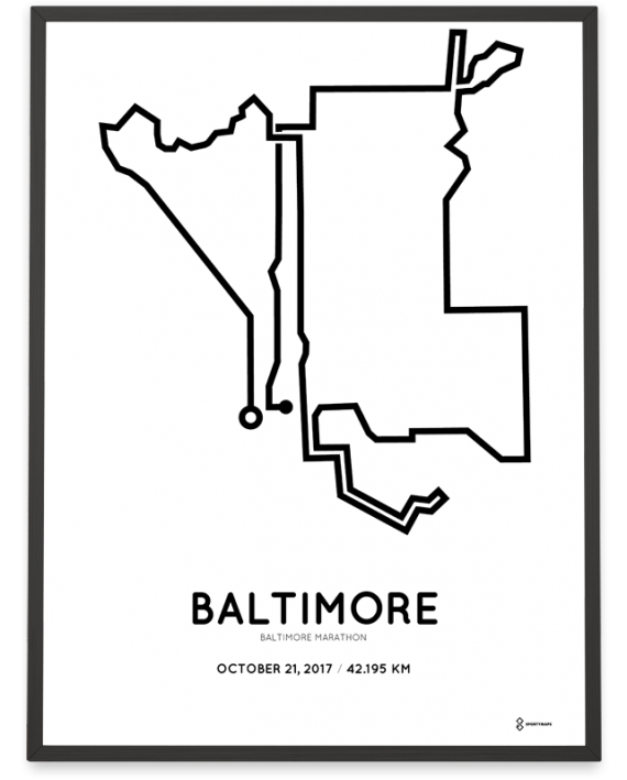 2017 Baltimore marathon course print