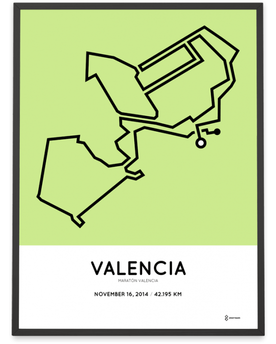 2014 maraton Valencia course art poster map
