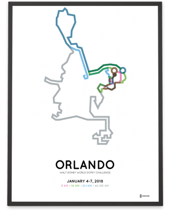 2018 Walt Disney World Dopey Challnege course poster