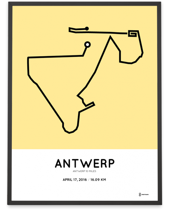 2016 Antwerp 10 miles parcours poster