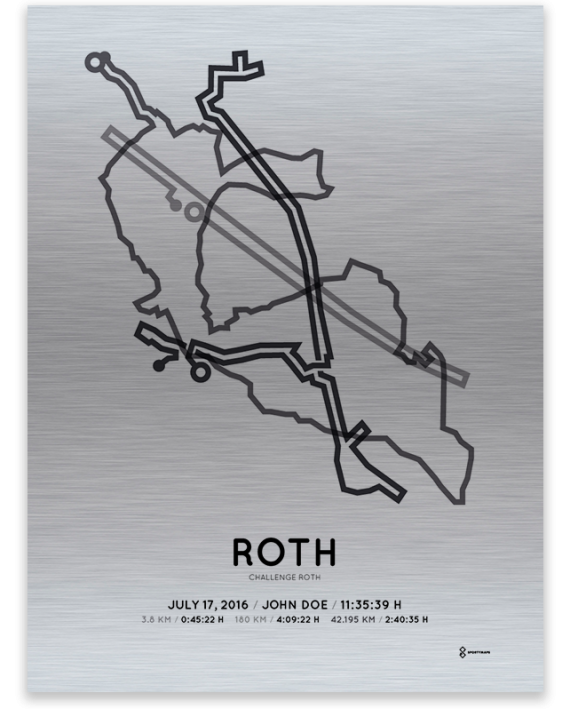 2016 Challenge Roth triathlon aluminum course print