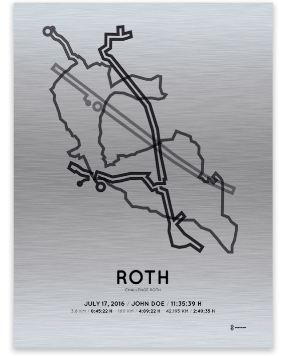 2016 Challenge Roth triathlon aluminum course print