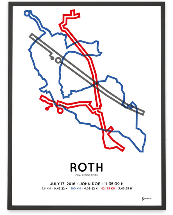 2016 Challenge Roth strecke map poster