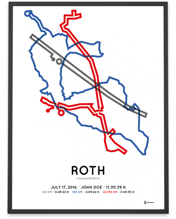 2016 Challenge Roth strecke map poster