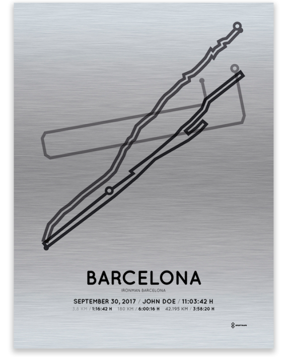 2017 Barcelona Ironman aluminum course map print