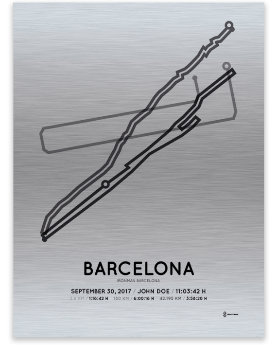 2017 Barcelona Ironman aluminum course map print