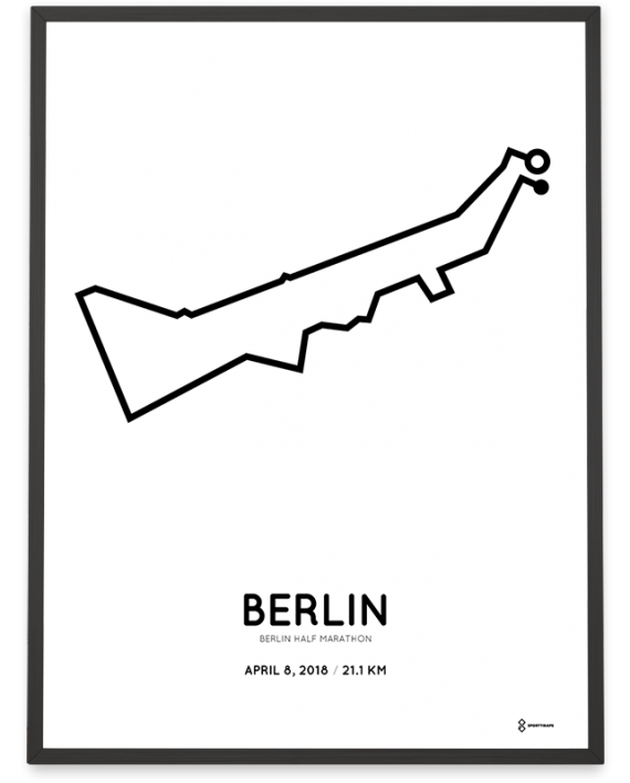 2018 Berlin halbmarathon strecke map poster