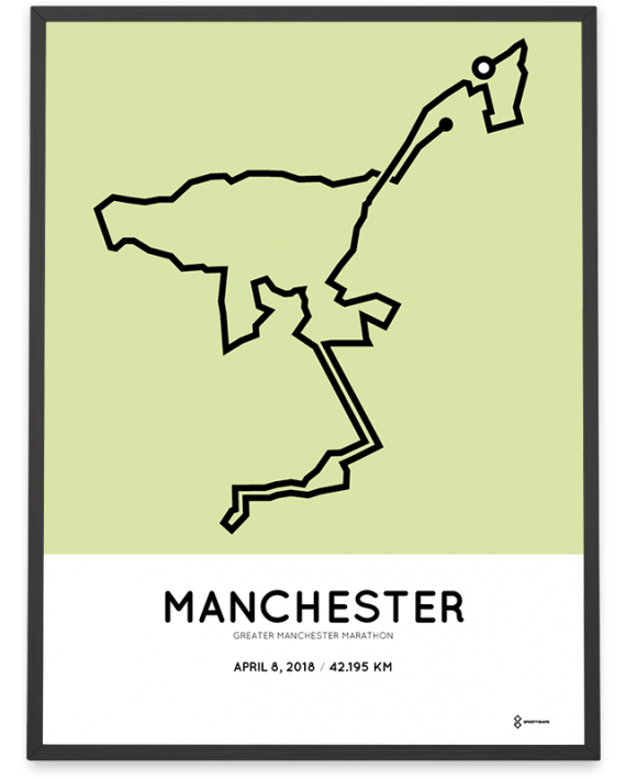 2018 Greater manchester marathon course poster sportymaps