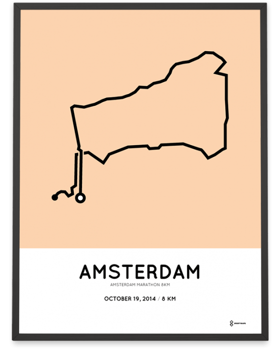 2014 Amsterdam marathon 8km course poster