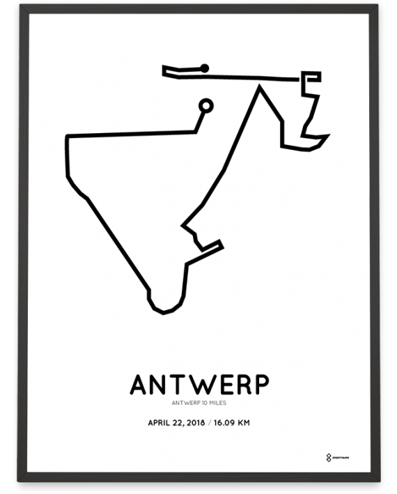 2018 Antwerp 10 miles route poster