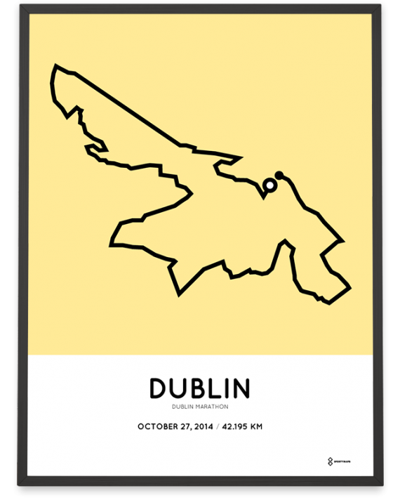 2014 Dublin marathon map route poster
