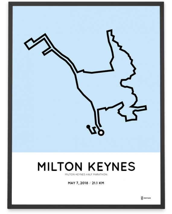 2018 Milton Keynes half marathon route map poster