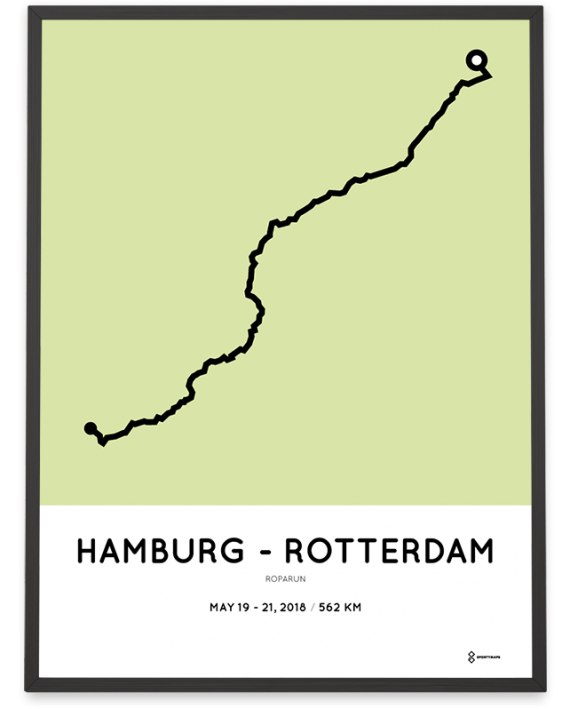 2018 Roparun hamburg to Rotterdam route poster