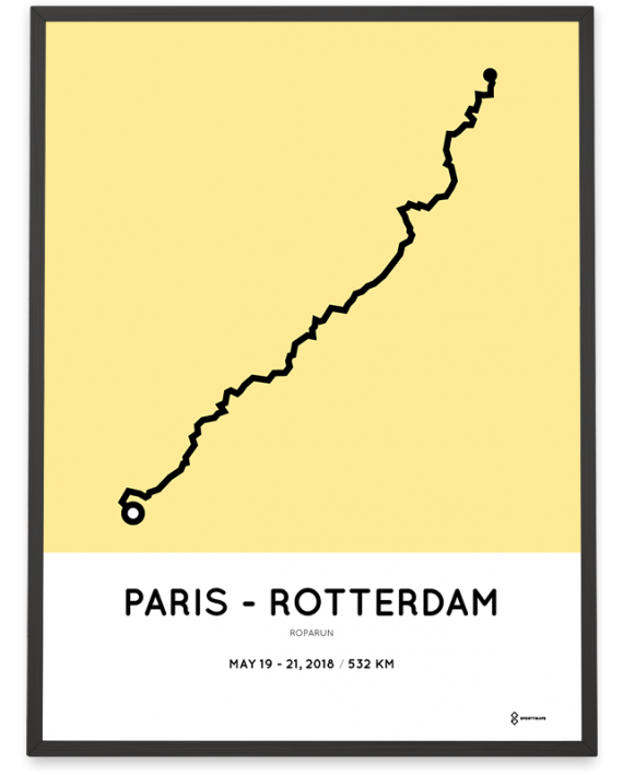 2018 Roparun Paris to Rotterdam route poster