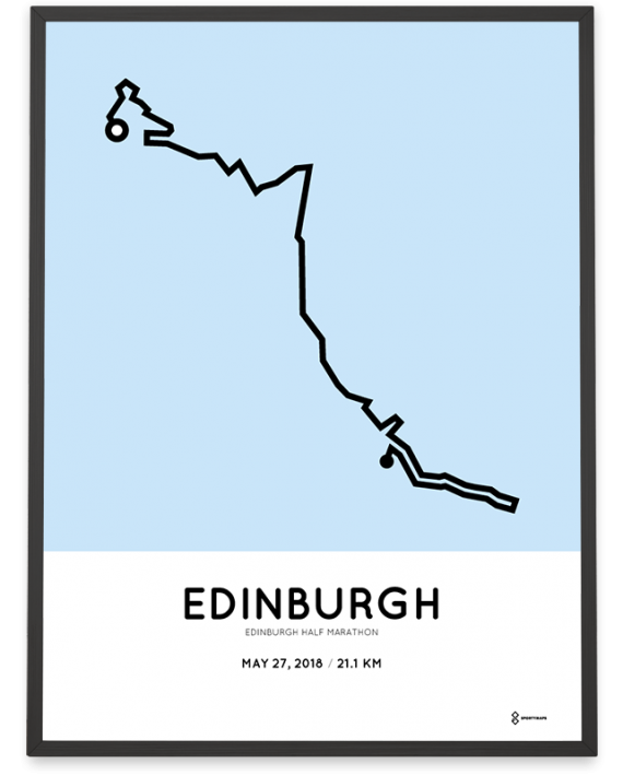 2018 Edinburgh half marathon route map poster