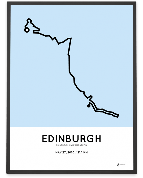 2018 Edinburgh half marathon route map poster