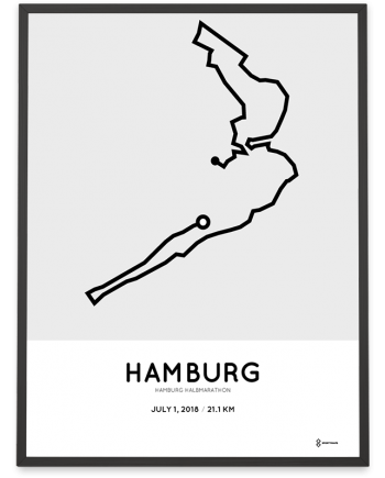 2018 Hamburg halbmarathon streckeplan poster