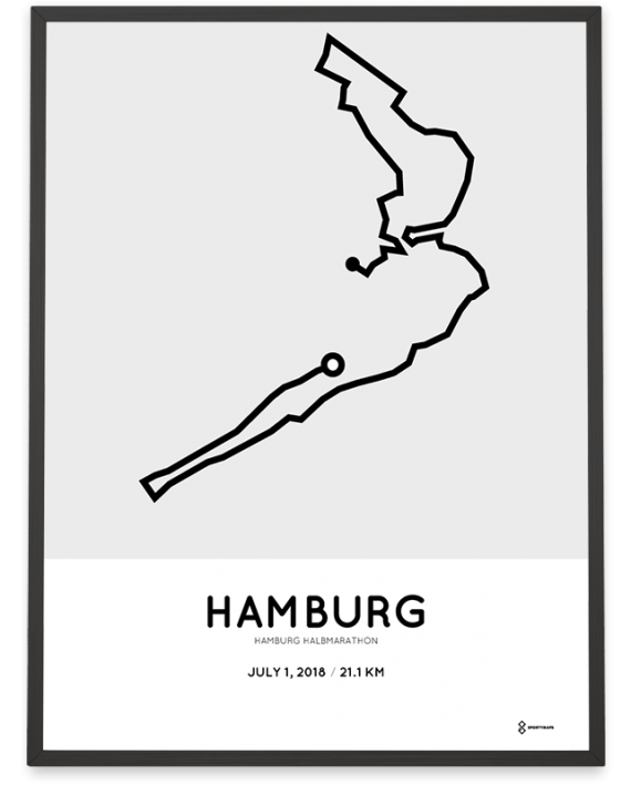 2018 Hamburg halbmarathon streckeplan poster