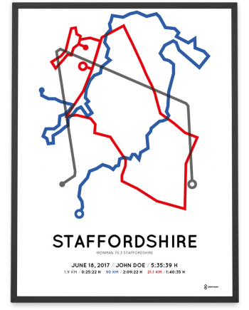 2018 Ironman 70.3 Staffordshire course poster color