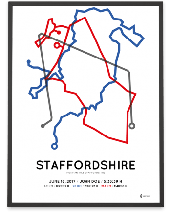 2018 Ironman 70.3 Staffordshire course poster color