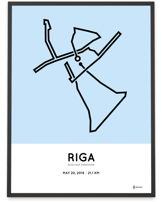 2018 Riga half marathon route map poster