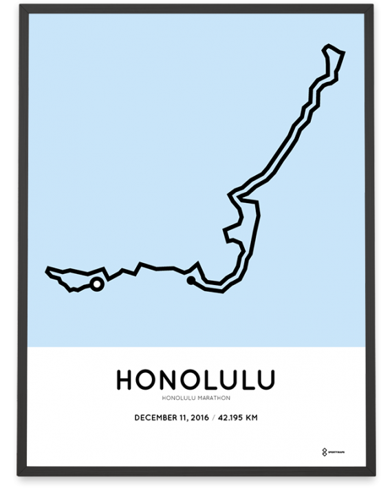 2016 honolulu marathon sportymaps route poster
