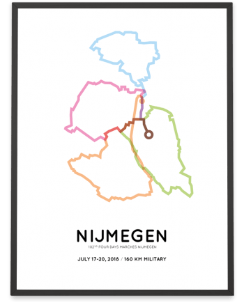 2018 Four days marches 160km military route map poster