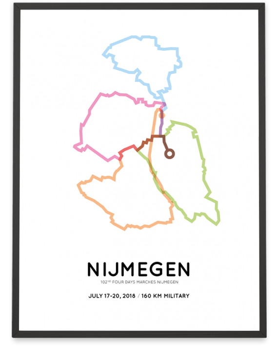 2018 Four days marches 160km military route map poster