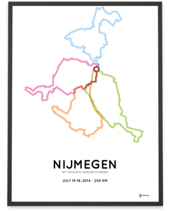 2014 Nijmeegse Vierdaagse route poster 200km