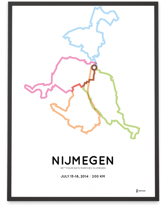 2014 Nijmeegse Vierdaagse route poster 200km