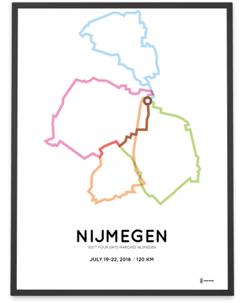 2016 Nijmegen Vierdaagse 120km parcours print