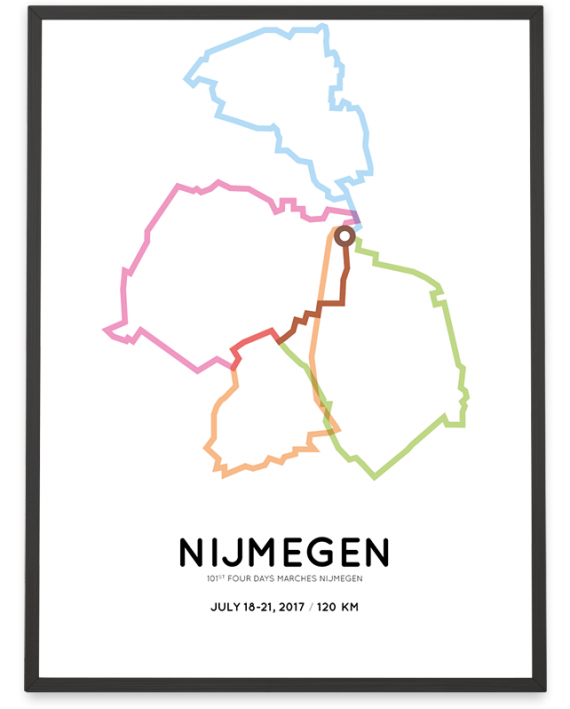 2017 Nijmegen Vierdaagse 120km parcours print