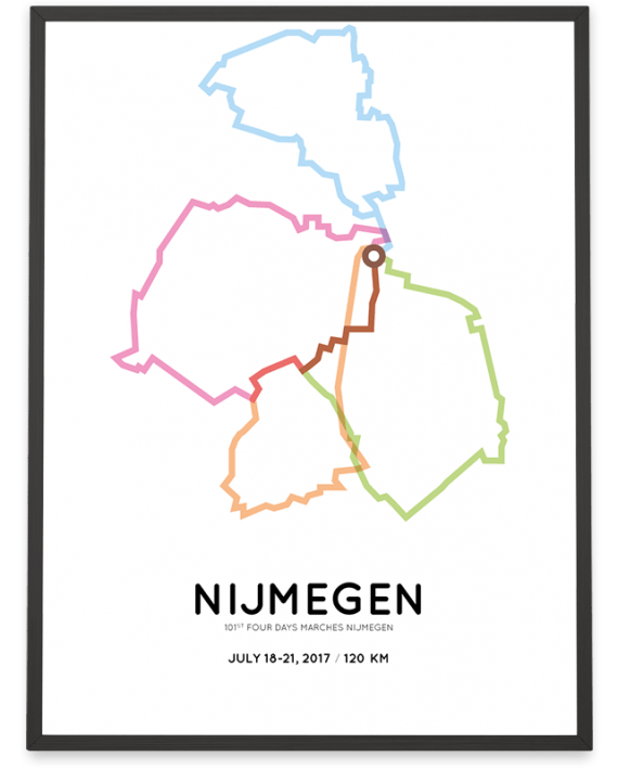 2017 Nijmegen Vierdaagse 120km parcours print