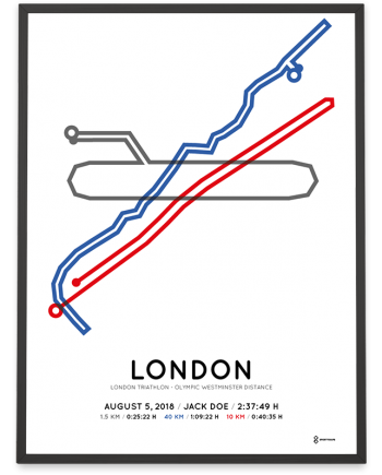 2018 London triathlon Olympic Westminster distance course print