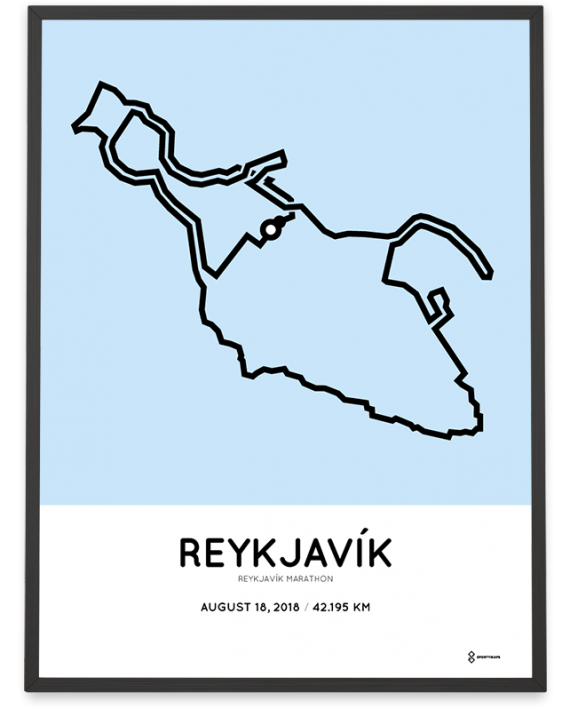 2018 Reykjavik marathon sportymaps course map poster