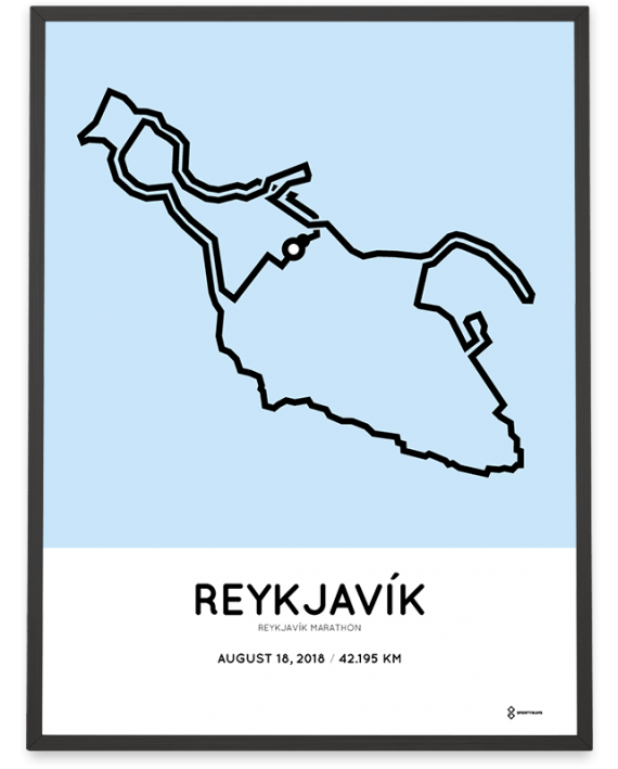 2018 Reykjavik marathon sportymaps course map poster