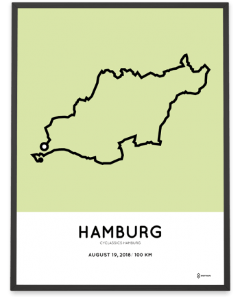 2018 Cyclassics hamburg 100km strecke map print